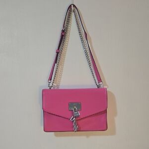 DKNY Hot Pink Chain-Strap Shoulder Bag with Lock Charm